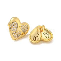 Brass Pave Clear Cubic Zirconia Stud Earrings&nbsp;EJEW-N054-49G
