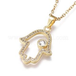 Brass Micro Pave Clear Cubic Zirconia Pendant Necklaces&nbsp;NJEW-R256-12