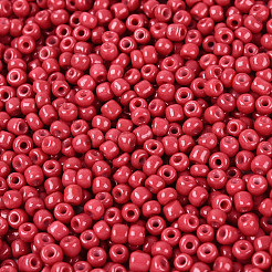 焼付塗装ガラスシードビーズ  インディアンレッド  8/0  3mm  穴：1mm  約10000個/袋&nbsp;SEED-S002-K5
