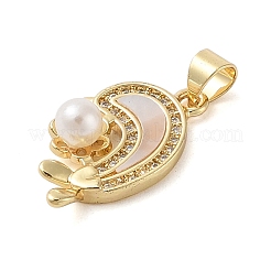 Brass Micro Pave Clear Cubic Zirconia Pendants&nbsp;KK-I712-22G