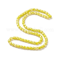 Ab色のメッキガラスビーズ  ファセットバレル  きいろ  8x8mm  穴：1mm&nbsp;GLAA-F108-12B-04