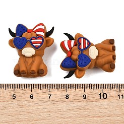 シリコンビーズ  焦点ビーズ  独立記念日のテーマ  サドルブラウン  牛  30.5~31x26.5x16~16.5mm  穴：2mm&nbsp;SL-CBA56D7-01A