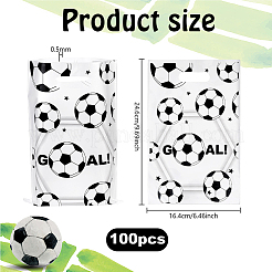 100Pcs Football Print Plastic Gift Bags with Die Cut Hole Handle&nbsp;ABAG-WH0045-101B