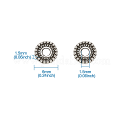 チベット風合金スペーサービーズ  フラットラウンド  アンティークシルバー  6x1.5mm  穴：1.5mm&nbsp;TIBEB-TA0001-07-6mm