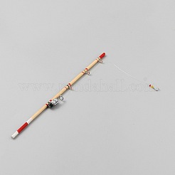 木製と鉄製のミニチュア釣り竿とリール  ドールハウス用釣り竿アクセサリー  カラフル  176x11x6.5mm&nbsp;WD-WH2CFED-01