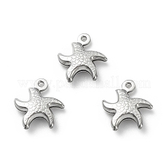 変色しない304ステンレススチールペンダント  ヒトデのチャーム  ステンレス鋼色  12.5x11.5x3.4mm  穴：1mm&nbsp;STAS-D243-06