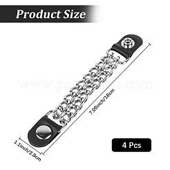 PUレザーと合金チェーンベストエクステンダー4個  ベストのバックル  フラットラウンド  180x28x6.5mm&nbsp;DIY-CL0001-91A