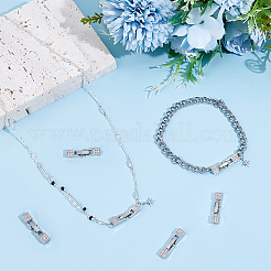 真鍮マイクロパヴェクリアキュービックジルコニア時計バンド留め金10個  正方形  プラチナ  17x6x3mm&nbsp;KK-PH0014-30P
