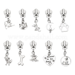 20Pcs 10 Style Alloy Zipper Pulls&nbsp;HJEW-TAC0081