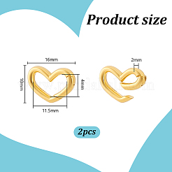 2Pcs 925 Sterling Silver Heart Spring Gate Rings&nbsp;STER-PH0003-76G