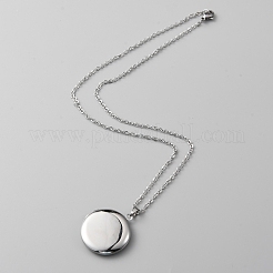 304 Stainless Steel Photo Locket Necklace&nbsp;NJEW-WH0016-09