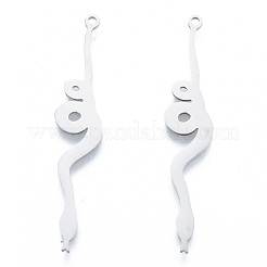 変色しない201ステンレススチールペンダント  スネークチャーム  ステンレス鋼色  45x9x1mm  穴：1.6mm&nbsp;STAS-N090-LA941-1
