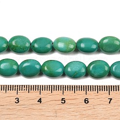 天然マグネサイトビーズ連売り  染め＆加熱  フラットオーバル  グリーン  10x8x4mm  穴：1mm  約41個/連  16.14''（41センチメートル）&nbsp;G-Z143-E01-01B
