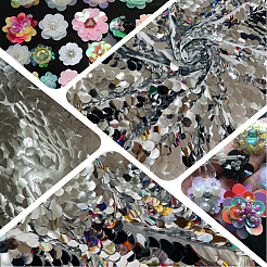 10袋の装飾アクセサリー  PVCプラスチック製のスパンコール/スパンコールペンダント  オーバル  銀  19.5x12.5x0.3mm  穴：1.4mm  約120個/袋&nbsp;FIND-SC0017-03A