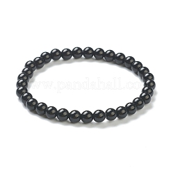 女性のための丸いガラスビーズストレッチブレスレット  ブラック  ビーズ：4~5mm  内径：2-1/4インチ（5.65cm）&nbsp;BJEW-A117-B-21
