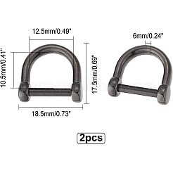 304ステンレススチール製Dリングアンカーシャックル留め具2個  電気泳動黒  17.5x18.5x6mm&nbsp;STAS-CA0001-56B