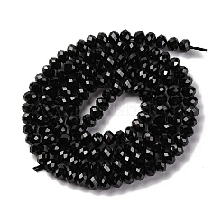 天然石ブラックスピネルビーズ連売り  多面カット  ロンデル  3.5~4x2.8~3mm  穴：0.6mm  約139個/連  15.35インチ（39cm）&nbsp;G-E560-Q05