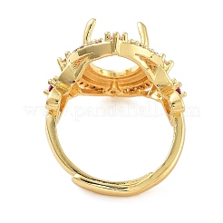 Rack Plating Oval Brass Micro Pave Cubic Zirconia Adjustable Ring Components&nbsp;KK-Q819-12G