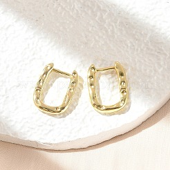 Textured Rectangle Brass Hoop Earrings&nbsp;EJEW-B007-02G
