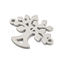 変色しない304ステンレススチールコネクタチャーム  ツリー  ステンレス鋼色  16x18.5x1mm  穴：1.2mm&nbsp;STAS-P344-04P