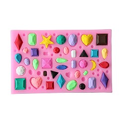 食品グレードのシリコンモールド  フォンダン型  DIYケーキデコレーション用  チョコレート  キャンディ  UVレジン＆エポキシ樹脂ジュエリー作り  混合図形  ホワイトスモーク  119x75x6mm  インナーサイズ：3~34mm&nbsp;DIY-K011-23