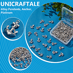 100個の合金ペンダント  カドミウムフリー＆鉛フリー  アンカー  プラチナ  17x12x4mm  穴：1.2mm  100pc&nbsp;FIND-UN0016-78