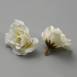 布模造バラの花  造花頭  お祭り＆パーティー用品  ホワイト  45~50x35~36mm  穴：2mm&nbsp;AJEW-WH0083-22A