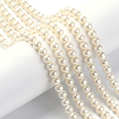 環境に優しい染色ガラスパールラウンドビーズ連売り  グレードA  コットンコードねじ切り  パパイヤホイップ  6mm  穴：0.7~1.1mm  約72個/連  15インチ&nbsp;HY-A002-6mm-RB041