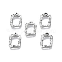 変色しない201ステンレススチールペンダント  テクスチャ  長方形  ステンレス鋼色  21x14x2.5mm  穴：1.8mm&nbsp;STAS-N099-17