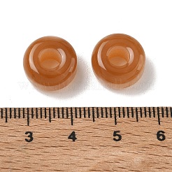 不透明樹脂ヨーロッパビーズ  大穴ビーズ  フラットラウンド  砂茶色  12.5x7mm  穴：5mm&nbsp;RESI-F073-17A