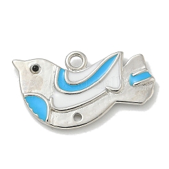 Platinum Brass Enamel Robin Bird Pendants&nbsp;KK-L224-060P