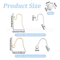 160Pcs 4 Style Brass Earring Hooks&nbsp;KK-BC0012-04