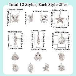 24Pcs 12 Styles Alloy Crystal Rhinestone Pendants&nbsp;FIND-BM0001-79B