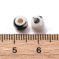 手作りの陶器ビーズ  ラウンド  ブラック  6~7x5~6mm  穴：2mm&nbsp;PORC-D300-A13