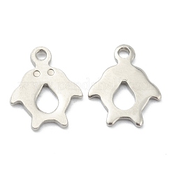 変色しにくい304ステンレススチールチャーム  ダブルイルカ  ステンレス鋼色  12.5x10x1mm  穴：1.4mm&nbsp;STAS-H157-04P