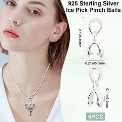 6Pcs 925 Sterling Silver Ice Pick Pinch Bails&nbsp;STER-CN0001-39A