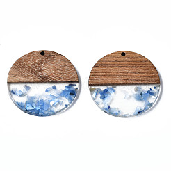 Transparent Resin & Walnut Wood Pendants&nbsp;RESI-T035-24-A02