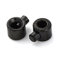 イオンプレーティング（IP）304ステンレス鋼クリンプビーズ  コラム  ブラック  4x3x2.5mm  穴：0.8mm&nbsp;STAS-P373-03EB