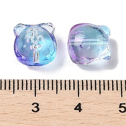 透明スプレーペイントガラスビーズ  クマ  パープル  10x10x7.5mm  穴：0.9mm&nbsp;GLAA-Z011-01A