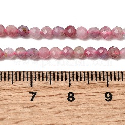 天然のピンクトルマリンビーズ連売り  多面カット  ラウンド  4mm  穴：0.5mm  約102個/連  15.35''（39センチメートル）&nbsp;G-N342-33B