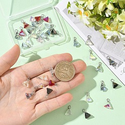 35個7色ガラスペンダント  三角形のチャーム  銅線と  プラチナ  ミックスカラー  14mm  穴：3mm  5個/カラー&nbsp;PALLOY-YW00222