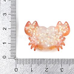 海洋生物をテーマにした樹脂カボション  スパンコール入り  カニ  21x30x8mm&nbsp;RESI-R454-01E