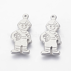 変色しにくい304ステンレススチールペンダント  子供  ステンレス鋼色  12~13x25~28x2mm  穴：1.2mm&nbsp;X-STAS-E445-05