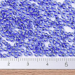 MIYUKIラウンドロカイユビーズ  日本製シードビーズ  （rr2431)シルバーライニングダークコーンフラワーブルー  11/0  2x1.3mm  穴：0.8mm  約1100PCS /ボトル  10 G /ボトル&nbsp;SEED-JP0008-RR2431