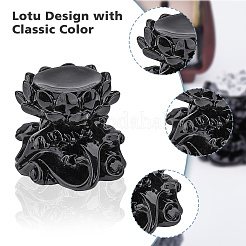 クリスタル用蓮型樹脂ディスプレイベーススタンドホルダー  水晶球スタンド  ブラック  57x68x57mm&nbsp;ODIS-WH0015-90