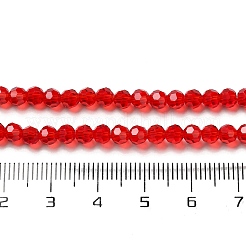透明ガラスビーズ  ファセット（32ファセット）  ラウンド  ファイヤーブリック  4mm  穴：0.7mm  約87~93個/連  32~33cm&nbsp;EGLA-A035-T4mm-D07