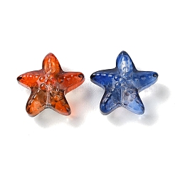 透明ガラスビーズ  ヒトデ  ミックスカラー  15x15x7mm  穴：0.8mm&nbsp;GLAA-O023-23