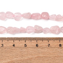 天然石ローズクォーツビーズ連売り  ナゲット  タンブルストーン  パールピンク  6~8x8~10x3~8mm  穴：1mm  約50個/連  15.55''（39.5センチメートル）&nbsp;G-Q060-E21-04