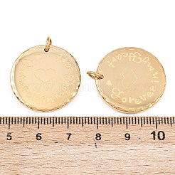 304ステンレスペンダント  丸カン付き  カドミウムフリー＆ニッケルフリー＆鉛フリー  心と言葉が永遠に心に残るフラットラウンドい  24.5x2.5mm  穴：4mm&nbsp;STAS-D212-03C-G