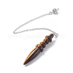 Natural Tiger Eye Pointed Dowsing Pendulums&nbsp;AJEW-B020-06P-02